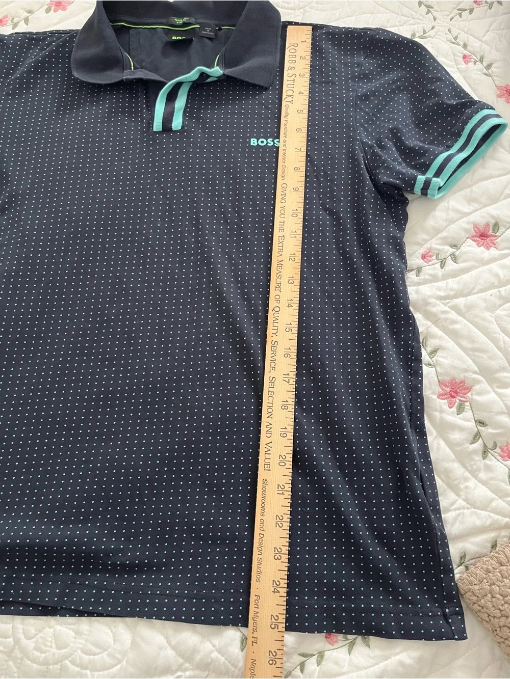 Boss Black Polo with Mint Contrast Trim